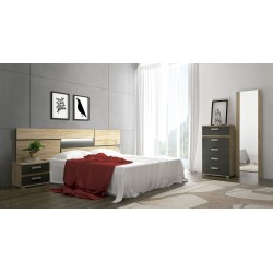 Sinfonier 5 Cajones, Cómoda Dormitorio, Color Cambria y Grafito, Medidas: 60 cm (Lar) x 109,4 cm (Al) x 39,6 cm de (Fon)