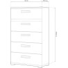 Sinfonier 5 Cajones, Cómoda Dormitorio, Color Cambria y Grafito, Medidas: 60 cm (Lar) x 109,4 cm (Al) x 39,6 cm de (Fon)