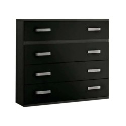 Cómoda 4 Cajones, Mueble Almacenaje Dormitorio, Color Ceniza y Negro, Medidas: 89 cm (Lar) x 89,6 cm (Al) x 39,6 cm de (Fon)
