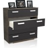 Cómoda 4 Cajones, Mueble Almacenaje Dormitorio, Color Ceniza y Negro, Medidas: 89 cm (Lar) x 89,6 cm (Al) x 39,6 cm de (Fon)