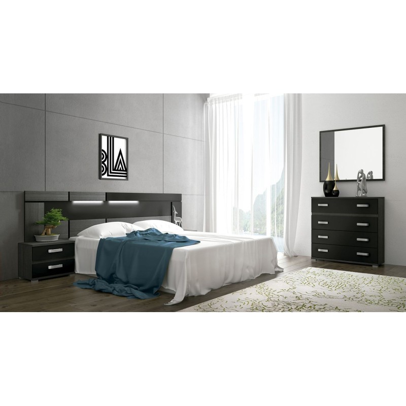 Cómoda 4 Cajones, Mueble Almacenaje Dormitorio, Color Ceniza y Negro, Medidas: 89 cm (Lar) x 89,6 cm (Al) x 39,6 cm de (Fon)