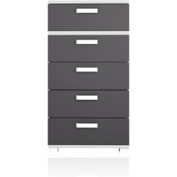 Sinfonier 5 Cajones, Cómoda,Dormitorio, Color Blanco y Grafito, Medidas: 60 cm (Lar) x 109,4 cm (Al) x 39,6 cm de (Fon)