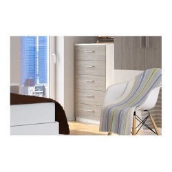Cómoda con 5 Cajones, Sinfonier, Color Andersen Gris, Medidas: 60 cm (An) x 103 cm (Al) x 40 cm (Fo)