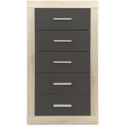 Sinfonier 5 Cajones, Cómoda, Acabado en Cambria y Grafito/ 60 cm (Largo) x 106,5 cm (Alto) x 39,6 cm de (Fondo)