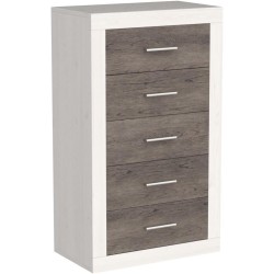 Sinfonier 5 Cajones, Cómoda, Acabado en Andersen Pino y Gris/ 60 cm (Lar) x 106,5 cm (Al) x 39,6 cm de (Fon)