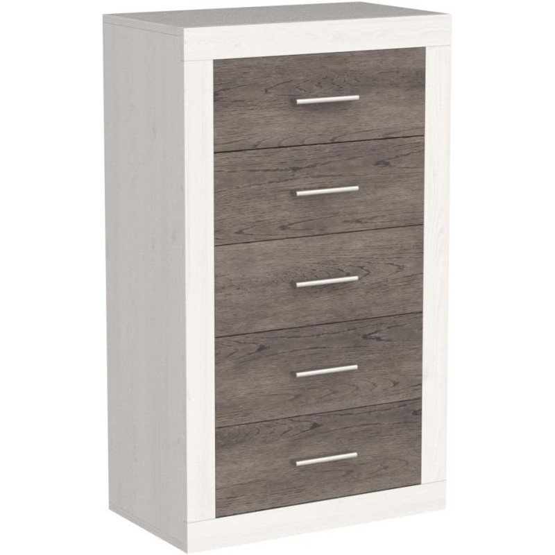 Sinfonier 5 Cajones, Cómoda, Acabado en Andersen Pino y Gris/ 60 cm (Lar) x 106,5 cm (Al) x 39,6 cm de (Fon)