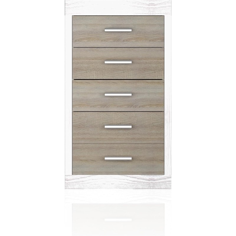 Sinfonier 5 Cajones, Cómoda, Acabado en Andersen Pino y Gris/ 60 cm (Lar) x 106,5 cm (Al) x 39,6 cm de (Fon)