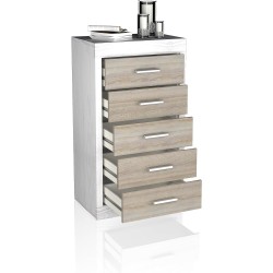 Sinfonier 5 Cajones, Cómoda, Acabado en Andersen Pino y Gris/ 60 cm (Lar) x 106,5 cm (Al) x 39,6 cm de (Fon)