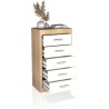 Sinfonier 5 Cajones, Cómoda,Dormitorio, Acabado en Cambria y blanco/ 60 cm (Lar) x 106,5 cm (Al) x 39,6 cm de (Fon)
