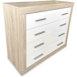 Meyvaser - Cómoda con 4 Cajones, Sinfonier, Color Cambria y Blanco, Medidas: 60 cm (An) x 81.5 cm (Al) x 39.5 cm (Fo)