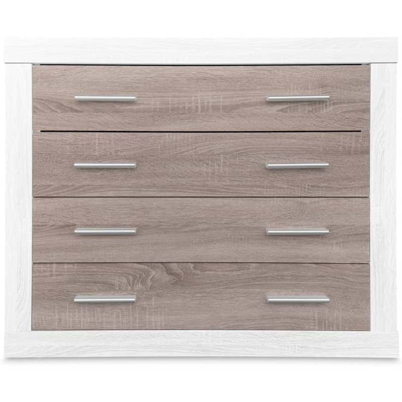 Cómoda con 4 Cajones, Sinfonier, Colores Andersen y Pino Gris, Medidas: 60 cm (An) x 81.5 cm (Al) x 39.5 cm (Fon)