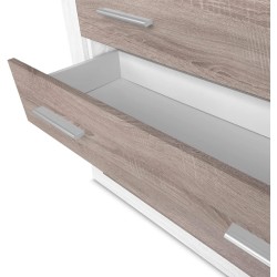 Cómoda con 4 Cajones, Sinfonier, Colores Andersen y Pino Gris, Medidas: 60 cm (An) x 81.5 cm (Al) x 39.5 cm (Fon)