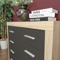 Meyvaser - Cómoda con 4 Cajones, Sinfonier, Color Cambrian y Negro, Medidas: 60 cm (An) x 81.5 cm (Al) x 39.5 cm (Fo)