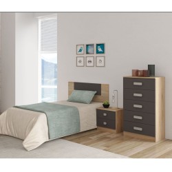 Sinfonier 5 Cajones, Cómoda, Acabado en Cambrian y Grafito, Medidas: 60 cm (An) x 108,5 cm (Al) x 38 cm de (Fon)