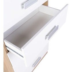 Sinfonier 5 Cajones, Cómoda, Acabado en Blanco y Nordico, Medidas: 60 cm (An) x 108,5 cm (Al) x 38 cm de (Fon)