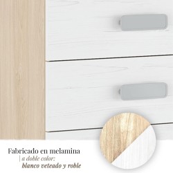 Sinfonier 5 Cajones, Cómoda, Acabado en Blanco y Nordico, Medidas: 60 cm (An) x 108,5 cm (Al) x 38 cm de (Fon)