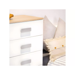 Sinfonier 5 Cajones, Cómoda, Acabado en Blanco y Nordico, Medidas: 60 cm (An) x 108,5 cm (Al) x 38 cm de (Fon)