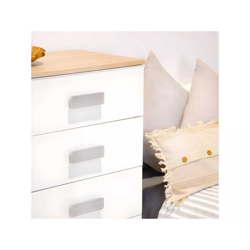 Sinfonier 5 Cajones, Cómoda, Acabado en Blanco y Nordico, Medidas: 60 cm (An) x 108,5 cm (Al) x 38 cm de (Fon)