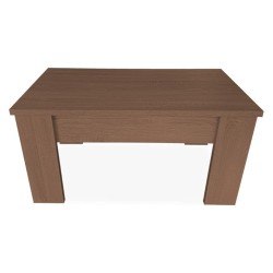 Mesa de Centro Elevable, Mesita de Salón, Acabado en Color nogal, Medidas: 90 cm (Ancho) x 50 cm (Fondo) x 46-57 cm (Alto)