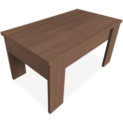 Mesa de Centro Elevable, Mesita de Salón, Acabado en Color nogal, Medidas: 90 cm (Ancho) x 50 cm (Fondo) x 46-57 cm (Alto)