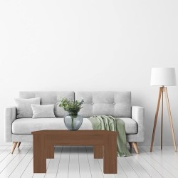 Mesa de Centro Elevable, Mesita de Salón, Acabado en Color nogal, Medidas: 90 cm (Ancho) x 50 cm (Fondo) x 46-57 cm (Alto)