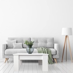 Mesa de Centro Elevable, Mesita de Salón o Comedor, Acabado en Color Blanco, Medidas: 90 cm (An) x 50 cm (Fon) x 46-57 cm (Al)