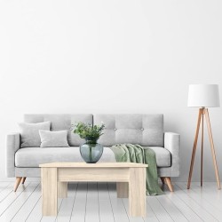 Mesa de Centro Elevable, Para Salón o Comedor, Acabado en Color Cambria, Medidas: 90 cm (An) x 50 cm (Fon) x 46-57 cm (Al)