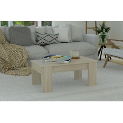 Mesa de Centro Elevable, Para Salón o Comedor, Acabado en Color Cambria, Medidas: 90 cm (An) x 50 cm (Fon) x 46-57 cm (Al)