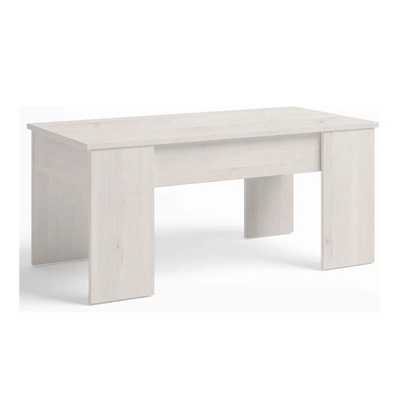 Mesa de Centro Elevable, Mesita de Saló, Acabado en Color Gris Polar, Medidas: 90 cm (An) x 50 cm (Fo) x 46-57 cm (Al)