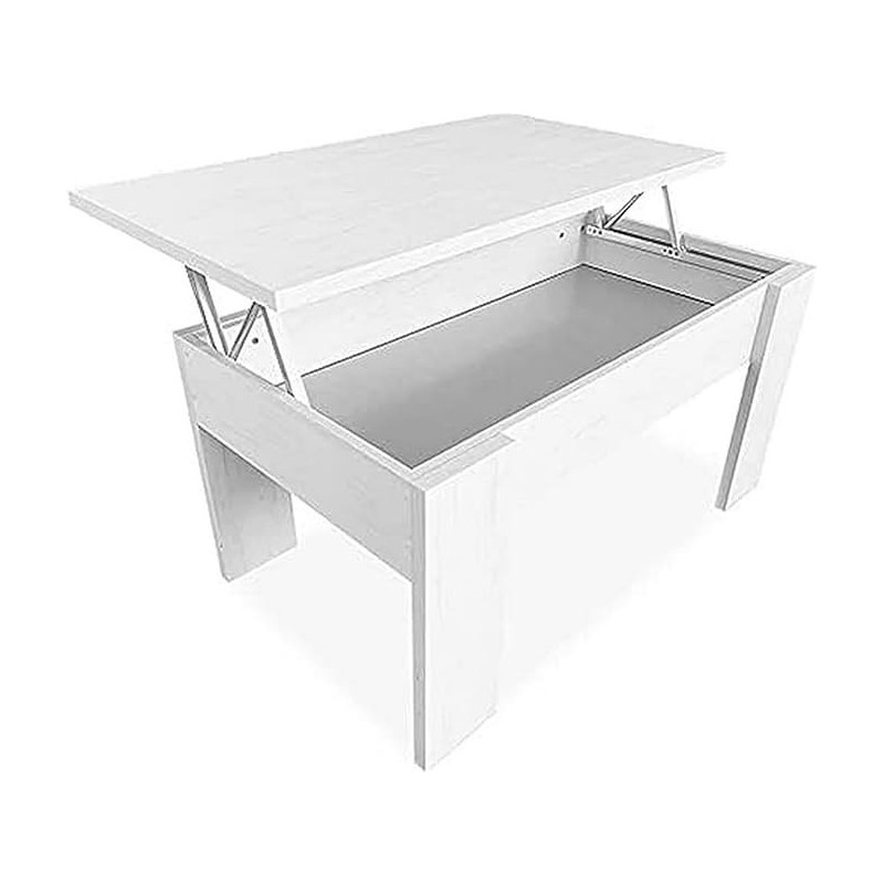 Mesa de Centro Elevable, Mesita de Saló, Acabado en Color Gris Polar, Medidas: 90 cm (An) x 50 cm (Fo) x 46-57 cm (Al)