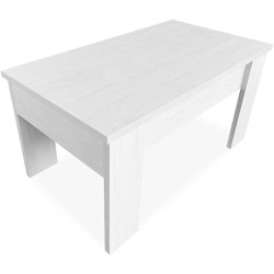 Mesa de Centro Elevable, Mesita de Saló, Acabado en Color Gris Polar, Medidas: 90 cm (An) x 50 cm (Fo) x 46-57 cm (Al)