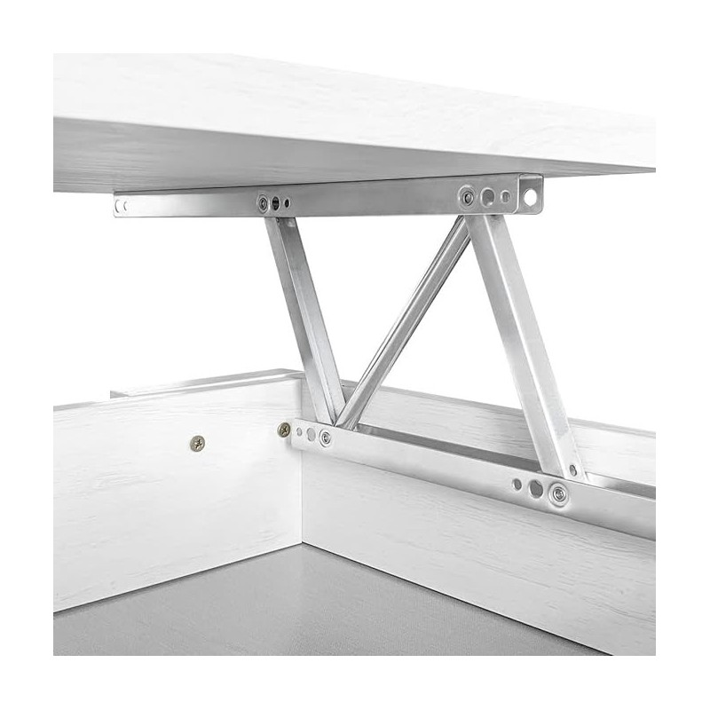 Mesa de Centro Elevable, Mesita de Saló, Acabado en Color Gris Polar, Medidas: 90 cm (An) x 50 cm (Fo) x 46-57 cm (Al)