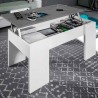 Mesa de Centro Elevable, Medidas: 90 cm x 50 cm x 46-57 cm, Acabado en Color Madera Blanca con Tapa Gris Piedra