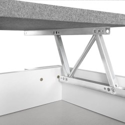 Mesa de Centro Elevable, Medidas: 90 cm x 50 cm x 46-57 cm, Acabado en Color Madera Blanca con Tapa Gris Piedra