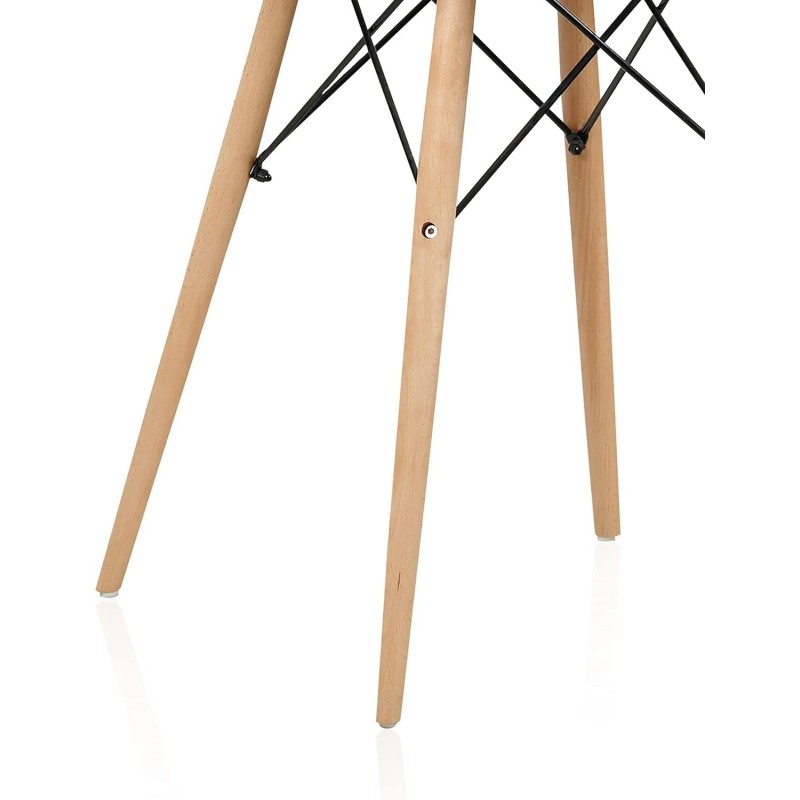 Mesa Redonda de Comedor o Cocina en Patas de Madera y Tapa Blanca – 80 cm de Diámetro y 75 cm de Alto.