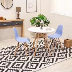 Mesa Redonda de Comedor o Cocina en Patas de Madera y Tapa Blanca – 80 cm de Diámetro y 75 cm de Alto.