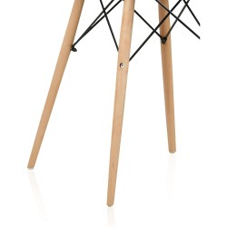 Mesa Redonda de Comedor o Cocina en Patas de Madera y Tapa Negra – 80 cm de Diámetro y 75 cm de Alto.