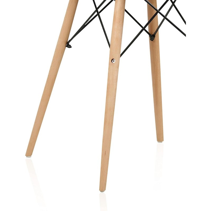 Mesa Redonda de Comedor o Cocina en Patas de Madera y Tapa Negra – 80 cm de Diámetro y 75 cm de Alto.