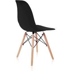 Conjunto Mesa y Sillas Nórdicas: Mesa Negra (80x80x76 cm) + 4 Sillas con Patas de Madera Haya (46,5 x 48 x 82 cm)