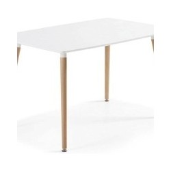 Conjunto Mesa y Sillas Nórdicas:Mesa 100 cm + 4 Sillas Blancas 48 cm x 54 cm x 84 cm – Ideal para Decorar tu Hogar