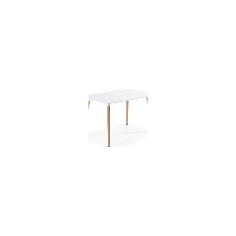Conjunto Mesa y Sillas Nórdicas:Mesa 100 cm + 4 Sillas Blancas 48 cm x 54 cm x 84 cm – Ideal para Decorar tu Hogar