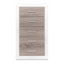 Sinfonier 5 Cajones, Cómoda, Acabado en Andersen Pino y Gris/ 60 cm (Lar) x 106,5 cm (Al) x 39,6 cm de (Fon)