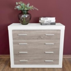 Meyvaser - Cómoda con 4 Cajones, Sinfonier,Colores Andersen y Pino Gris, Medidas: 60 cm (An) x 81.5 cm (Al) x 39.5 cm (Fon)