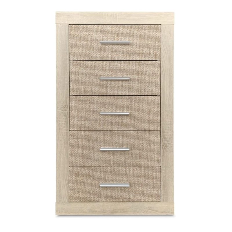 Sinfonier 5 Cajones, Cómoda, Acabado en Tofe y Textil/ 60 cm (Lar) x 106,5 cm (Al) x 39,6 cm de (Fon)