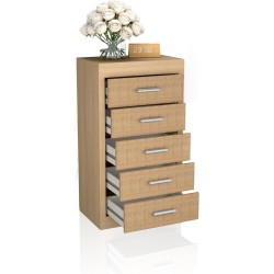 Sinfonier 5 Cajones, Cómoda, Acabado en Tofe y Textil/ 60 cm (Lar) x 106,5 cm (Al) x 39,6 cm de (Fon)