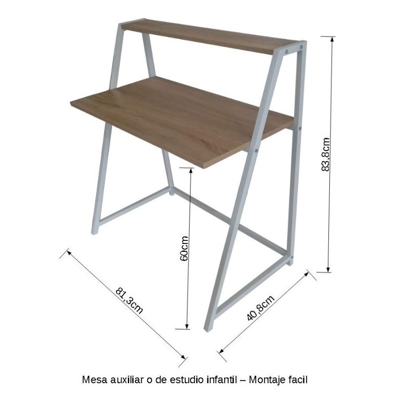 Mesa Ordenador auxiliar o estudio infantil modelo Sintra Color Cambria Blanco