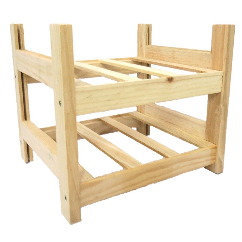 Botellero de Madera de Pino en Color Natural para 6 Botellas y con 2 Niveles de Altura.