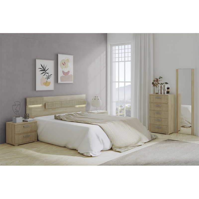 Sinfonier 5 Cajones, Cómoda, Color Puccini-Textil, Medidas: 60 cm (Largo) x 109,4 cm (Alto) x 39,6 cm de (Fondo) – Meyvaser