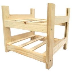 Botellero de Madera de Pino en Color Natural para 6 Botellas y con 2 Niveles de Altura.