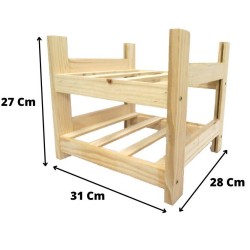 Botellero de Madera de Pino en Color Natural para 6 Botellas y con 2 Niveles de Altura.